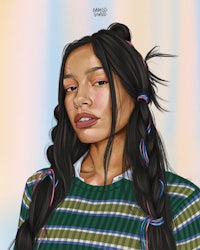 an illustration of a woman with braided hair