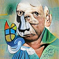 a painting of an old man holding a window