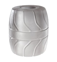 a white plastic container with a design on it