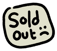 a black and white sticker with the words sold out
