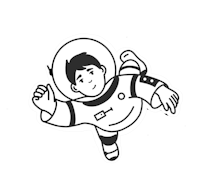 a black and white drawing of an astronaut in space