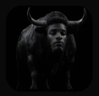 a black image of a bull with horns