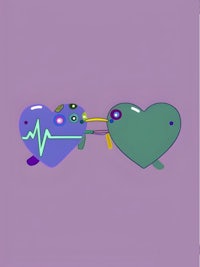 two hearts with an ecg on them