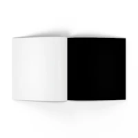 a black and white book on a white background