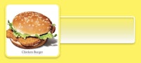 an image of a chicken burger on a yellow background