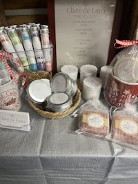 a table with a variety of items on it