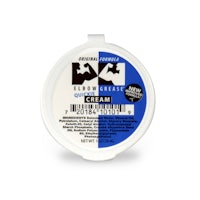 a can of blue and white paint on a white background