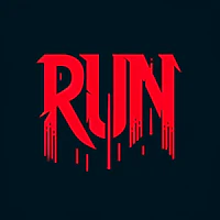 the word run in red on a black background