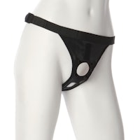 a mannequin wearing a black thong