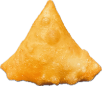 a triangle shaped samosa on a black background