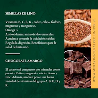 a black and white poster with the ingredients of chocolate and mango