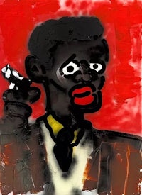 a painting of a black man holding a gun