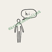 a drawing of a person with a speech bubble saying hi