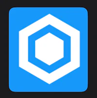a hexagonal icon on a blue background