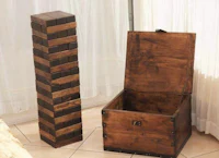 a wooden box and a wooden box next to each other