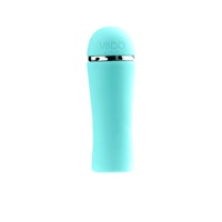 a blue bottle with a metal lid on a white background