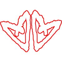 a pair of red hearts on a white background