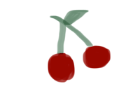 two cherries on a black background