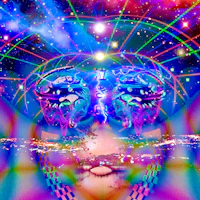 a psychedelic image of a woman's face in space