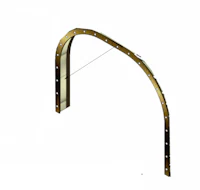 a 3d model of a metal arch with holes