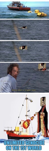 a picture of a boat with a man on it