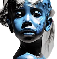 a young girl with blue paint on her face