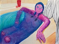 a drawing of a woman in a bathtub