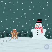 an illustration of a snowman and a gingerbread man