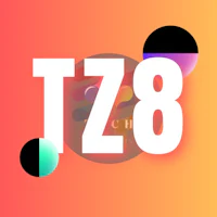 the logo for tz8 on an orange and yellow background