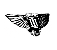 a black and white logo with wings on it