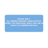 a blue label that reads pick up only when you place your order notice when you touch to confirm details