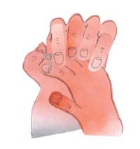 a drawing of a hand with two fingers on it