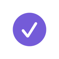 a purple circle with a tick mark on it