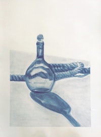 a drawing of a bottle and a rope