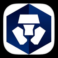a blue and white logo with a hexagon on it