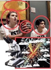 a picture of a girl with a microscope and a picture of a man with a microscope