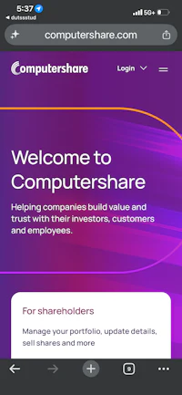 the computershare website on an iphone
