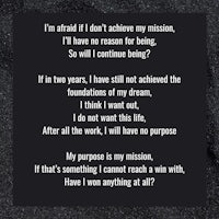 a black background with a quote that says, i don't believe my mission