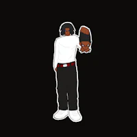 a sticker of a man holding a gun