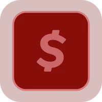 a red button with a dollar sign on it