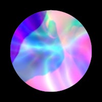 a circle with a pink, blue, and purple swirl