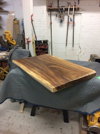 a large piece of wood in a workshop