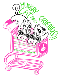 hungry cat and friends t-shirt