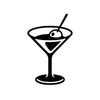 a martini glass icon in black and white