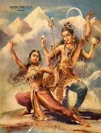 a painting of lord shiva and lord ganesha