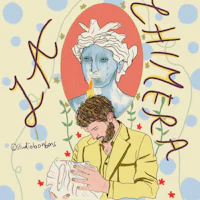a drawing of a man and a woman holding a baby