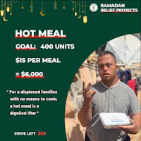 a man holding a hot meal