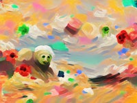 a painting of a bear in the sand