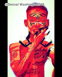 a drawing of a man with tattoos on his face