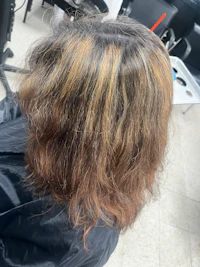 the back of a woman's hair in a salon